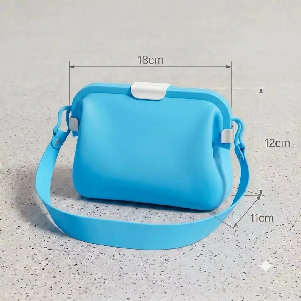 Dimension drawing for the blue silicone bag and its frame